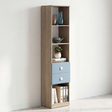 Dulap birou bibliorafturi LINEA 45, 2 Sertare, Oak, Denim