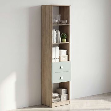 Dulap birou bibliorafturi LINEA 45, 2 Sertare, Oak, Verde Eucalipt