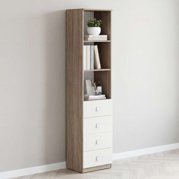 Dulap birou bibliorafturi LINEA 45, 4 Sertare, Oak, Alb