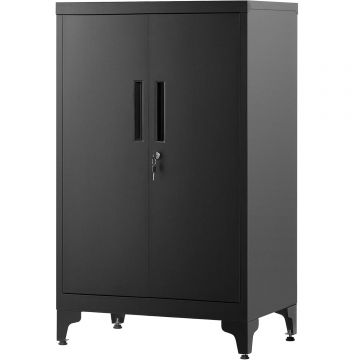 Dulap de birou multifunctional, din otel, 2 usi cu incuietoare, 40x60x90 cm, negru
