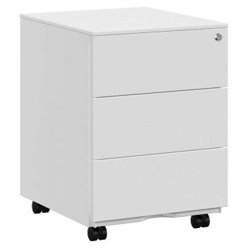 Dulap mobil rollbox pentru birouri, 3 sertare pentru documente, corp pre-asamblat, 45x39x54 cm, alb
