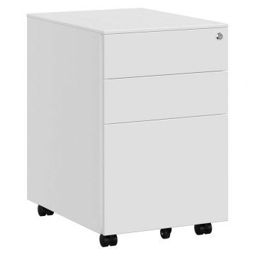 Dulap mobil tip rollbox pentru birouri, din otel, sertar cu sina dosare A4, 39x52x60 cm, alb