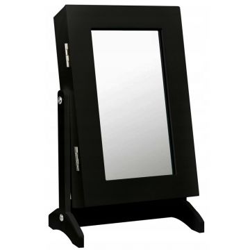 Dulapior toaleta bijuterii oglinda captusit interior mdf, 21x36x15 cm, incuietoare, negru