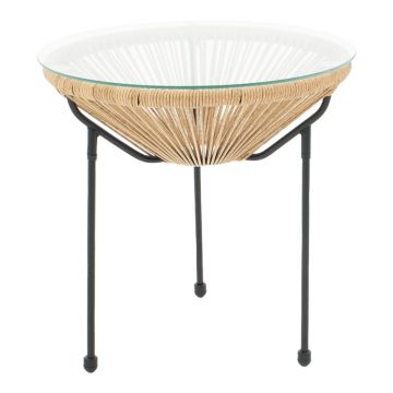 Masa Acapulco, Metal și Ratan, Negru, 50x52 cm