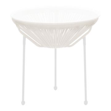 Masă Acapulco, Metal și Rattan, Alb, 50x52 cm