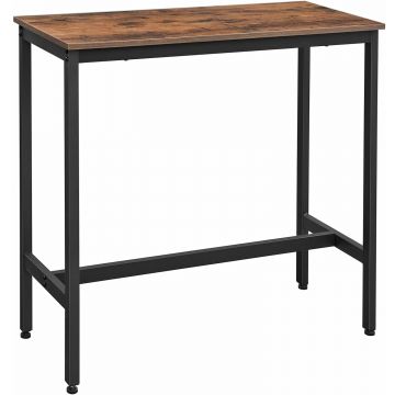 Masa bar inalta cadru metalic pal stil industrial, 100x40x90 cm, design modern, maro rustic