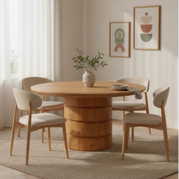 Masa Charmy, lemn de mango solid, Natur, 130x76 cm