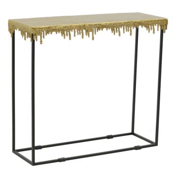 Masa Consolă Bulco metal, auriu-negru, 80x28x72 cm