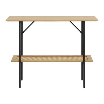 Masă consolă în culoare naturală cu aspect de lemn de stejar 37x100 cm Pensacola – Unique Furniture