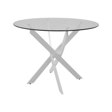 Masă cu funcție extensibilă Antoro, Sticlă și Metal, Alb, 80x75 cm