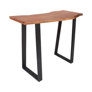 Masa de bar Miles, Lemn masiv acacia, Nuc, 120x53x97 cm