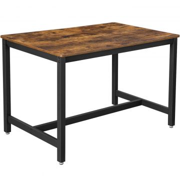 Masa de bucatarie pentru 4 persoane, cadru metalic, stil industrial, 120x75x75 cm, maro rustic