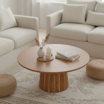 Masa de cafea Canicule II, lemn de acacia solid, nuanta, nuc, 80x40 cm