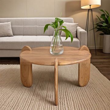 Masa de cafea Earten, Lemn de Acacia, Natur, 80x40 cm