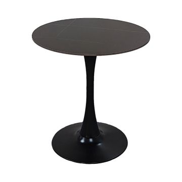 Masă de dining cu blat din piatră sinterizată Balou I, Marmură, Neagră, 70x74 cm
