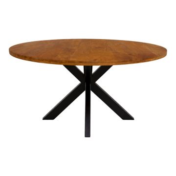 Masă de dining cu funcție elegantă Royalty, Lemn de Mango Masiv, Negru, D130x77 cm