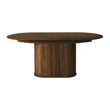 Masă de dining extensibilă cu aspect de lemn de stejar cu blat suplimentar 95x180 cm Nola – Unique Furniture