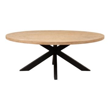 Masă de dining Jenma, Lemn de Mango Solid, Natur, 200x100x76 cm