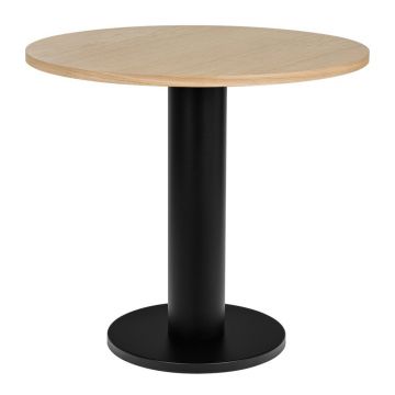 Masă de dining rotundă cu blat cu aspect de lemn de stejar ø 65 cm Sool – noo.ma