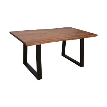 Masă din lemn masiv Miles, lemn de acacia, Nuc, 140x80x76 cm