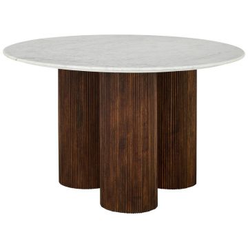 Masă din lemn, piatră, 130/130/76 cm,