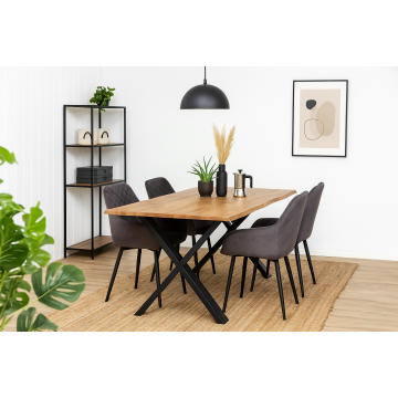 Masa dining AARON din lemn masiv de stejar, 8-12 persoane, stil industrial 200x95x75 cm (8 persoane)