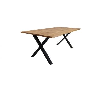 Masa dining AARON din lemn masiv de stejar, 8-12 persoane, stil industrial 295x95x75 cm (12 persoane)