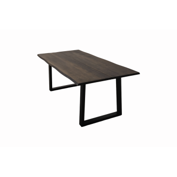 Masa Dining din Lemn Masiv de Stejar cu Picioare Metalice, 8-12 Persoane - BERGO 240x95x75 cm (10 persoane), Stejar Afumat, U