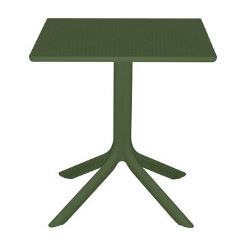 Masă Groovy cu design perforat, Polipropilenă, Verde închis, 60x60x76 cm
