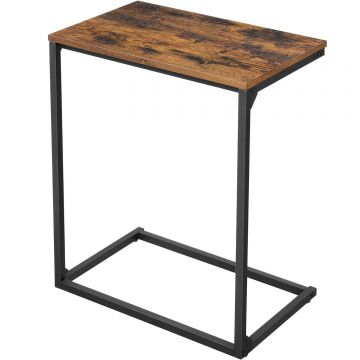 Masa laterala laptop servire stil industrial pal otel, 55x35x66 cm, design compact, maro rustic