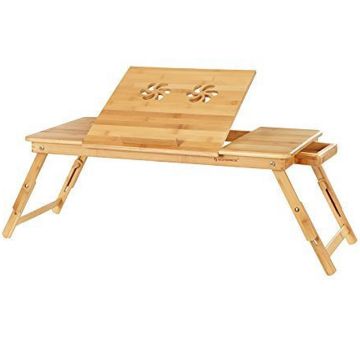 Masa pliabila laptop, din bambus, cu ventilatie si picioare ajustabile, 72x35x29 cm, natur