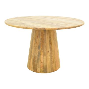 Masa Rahma I cu blat solid, lemn de mango, Natural, D120x77 cm