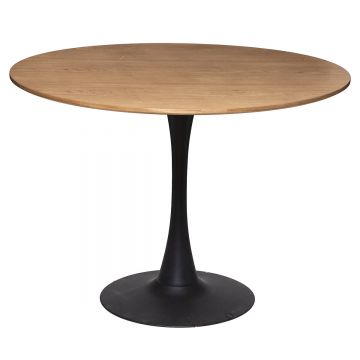 Masa rotunda Atmosphera Elias, 102x74 cm, MDF si metal, negru si stejar