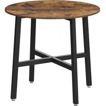 Masa rotunda bucatarie living stil industrial pal otel, 80x75 cm, design modern, maro rustic