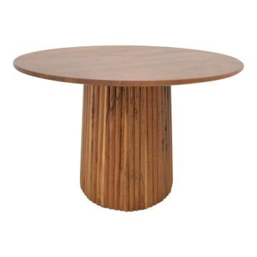 Masa rotunda de sufragerie Tully, Lemn de Acacia Solid, Nuc, 120x75 cm