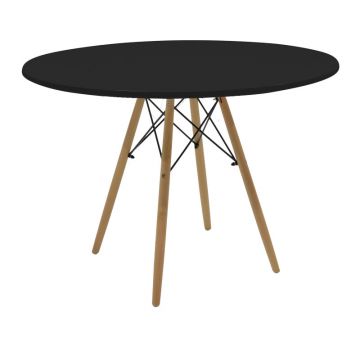 Masa rotunda Julita, Lemn de Fag și Finisaj, Negru-Natural, 120x73 cm