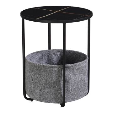 Măsuță auxiliară cu Fredami, și metal, Negru, 40x50 cm