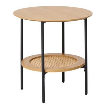Măsuță auxiliară rotundă cu aspect de lemn de stejar ø 50 cm Pensacola – Unique Furniture
