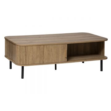 Masuta cafea atmosphera colva 2 usi glisante mdf otel, 120x60x41 cm, design scandinav, bej