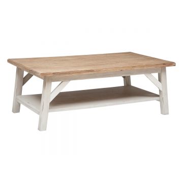 Masuta cafea atmosphera olbia 2 blaturi mdf acacia, 120x70x45 cm, design romantic, alb