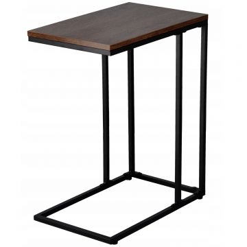 Masuta cafea cadru otel stil industrial compact, 30x48x59 cm, design rustic, maro