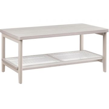 Masuta cafea mdf depozitare 2 nivele spatioasa boho, 55x100x45 cm, design natural, bej