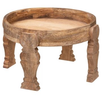 Masuta cafea rotunda Atmosphera Gypsy din lemn masiv de manguier, 51x34 cm, maro