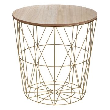 Masuta cafea rotunda atmosphera kumi fier mdf, 40x41 cm, design elegant, auriu