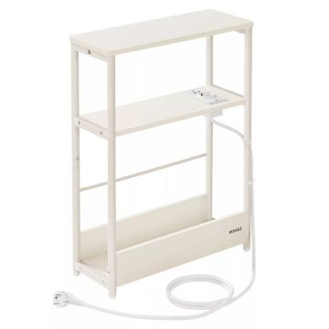 Masuta ingusta priza porturi usb 3 rafturi pal metalic, 45x18x58 cm, design compact, alb crem