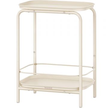 Masuta laterala 2 rafturi otel rezistent apa zgarieturi, 40x30x56 cm, design compact, crem