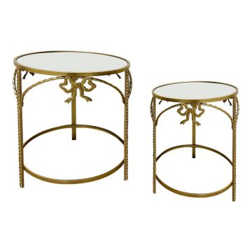 Masuta laterala set 2 bucati Frensia, metal aurit, multiple, 45x45x50 cm