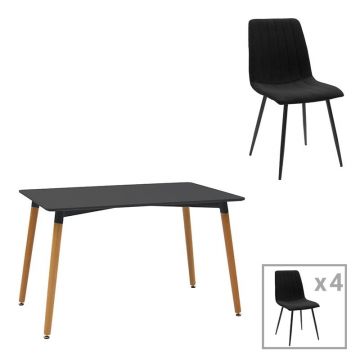 Set 5 masa si scaune Natali-Noor Negru 120x80x86 cm