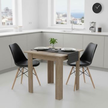 Set de Masa de 3 piese Manka I - Gaston, sonoma-negru, 80x80x77 cm