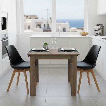 Set de Masa de 3 piese Manka I -Gaston, trufei de sonoma-negru 80x80x77 cm